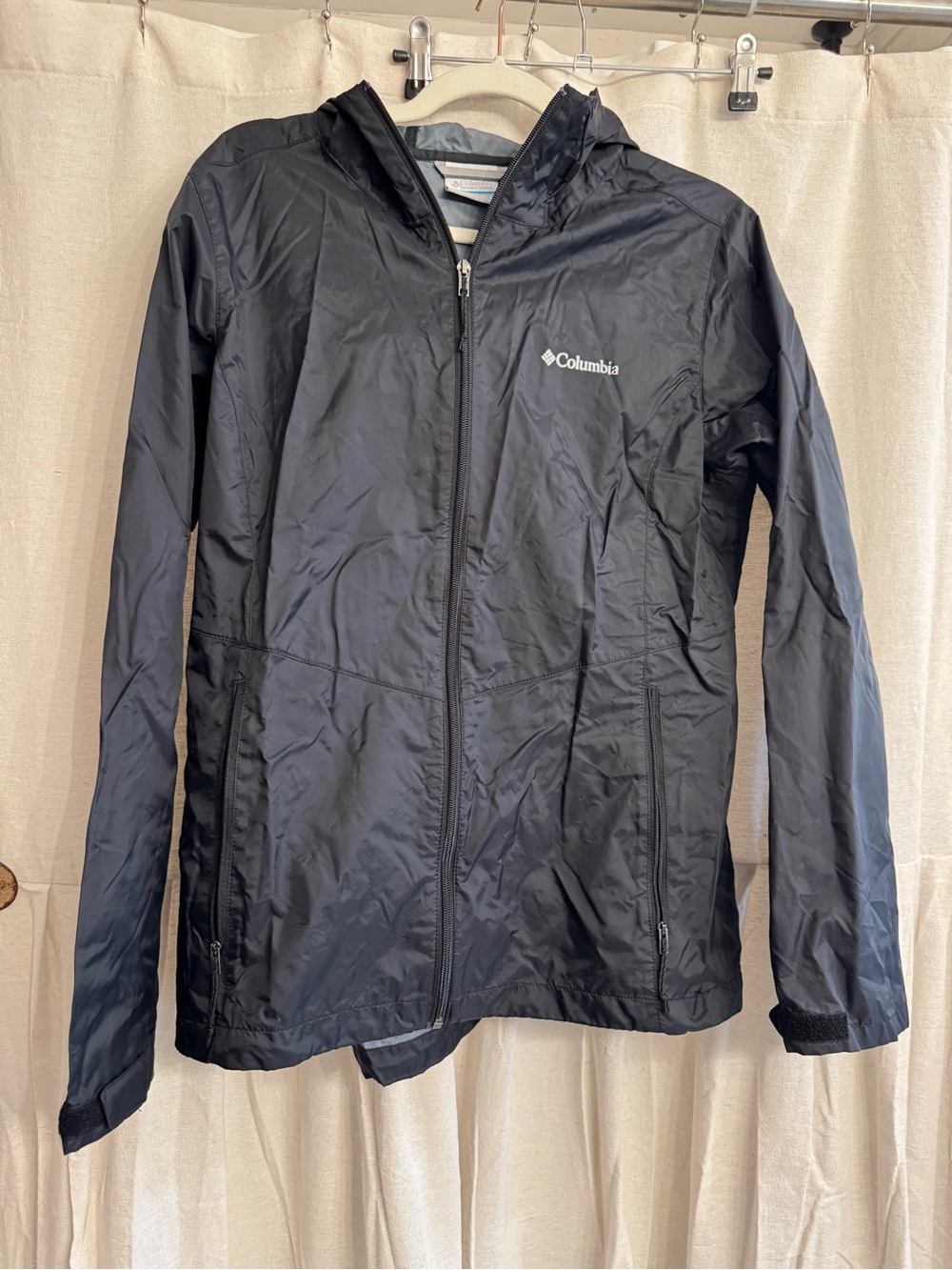 Columbia Black Windbreaker with Gray Lining